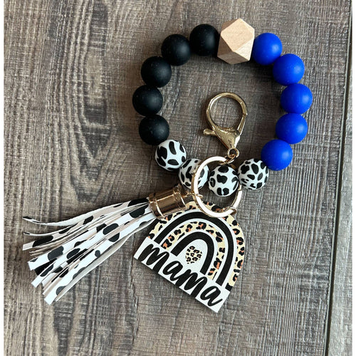 Mama Leopard Rainbow + Beaded Keychain Wristlet