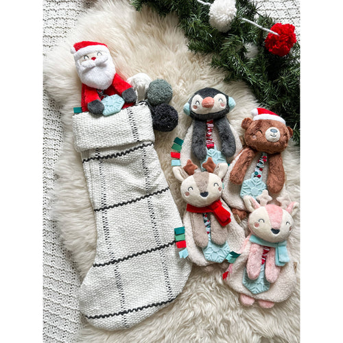 Holiday Itzy Lovey™ Plush + Teether Toy: Pink Reindeer