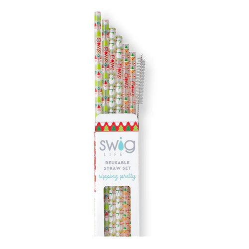 Christmas Crew Reusable Straw Set (Tall)