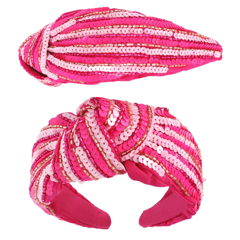 Sequin Striped Knotted Headband