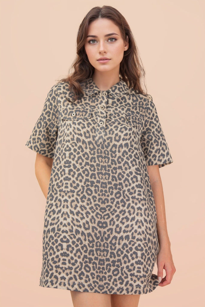 Leopard Denim Dress