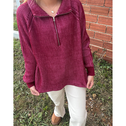 Two-Toned Sweater + 1/4 Zip