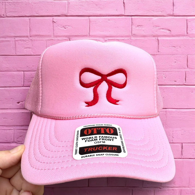 Red Bow + Pink Trucker Hat