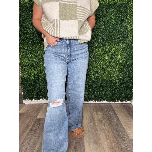 Judy Blue Vintage Washed Wide Leg - Mid Rise