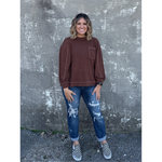 Fall Waffle Knit Brown Top