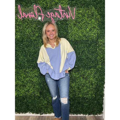 Cream Multi-Color Block + Lightweight Sweater