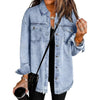 Hairy Denim Casual Loose Jacket : Blue