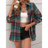 Casual Loose Retro Checkered Shirt: Green