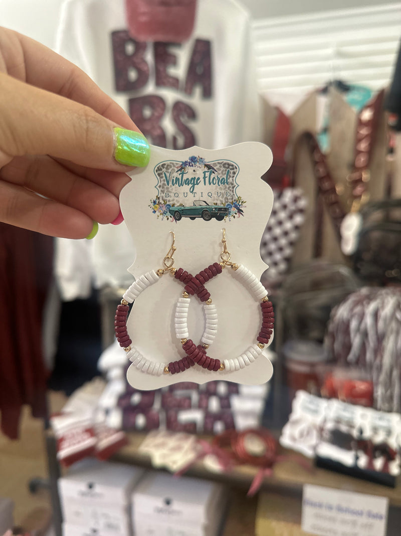 GAMEDAY Earrings + Maroon & White