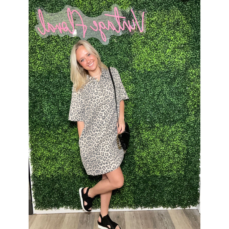 Leopard Denim Dress