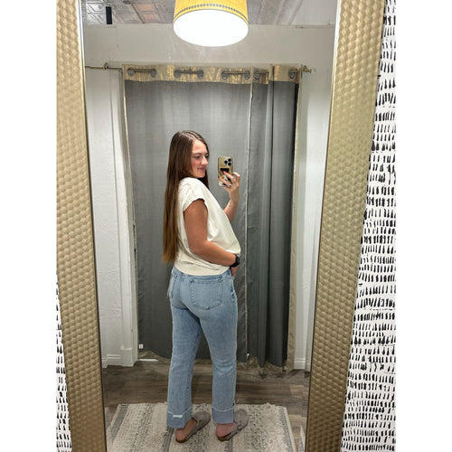 Suzie Tummy Control High-Rise + Risen Light Wash Cropped Jeans