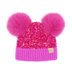 C.C Beanie BABY Double Pom Sequin Beanie