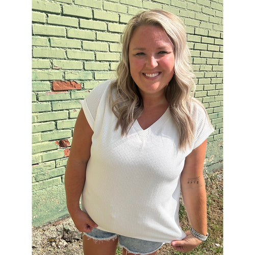 Living Life + Waffle Knit Top - Ivory
