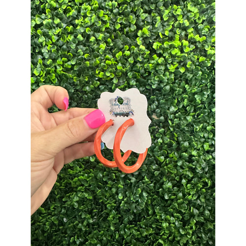 Orange Twisted Hoop Earrings