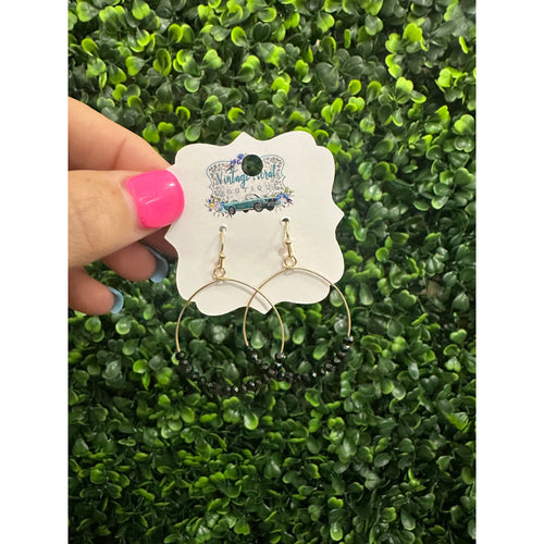 Wire Hoop with Tiny Beads Earrings