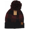 C.C Beanie Plaid Beanie w/Pom