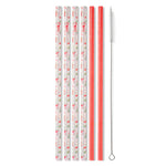 Howdy Holidays + Red Glitter Reusable Straw Set (Tall)