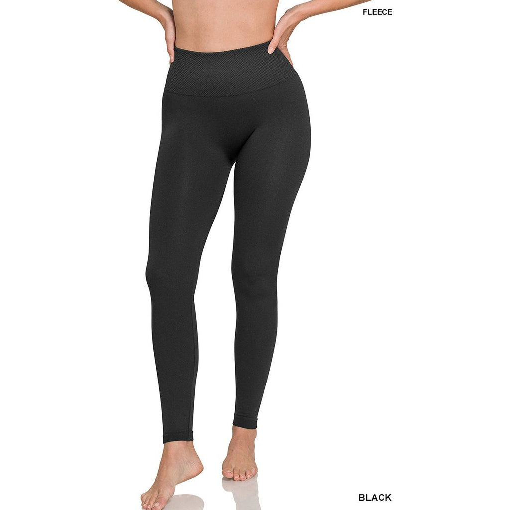 Black High Waist Fleece Leggings