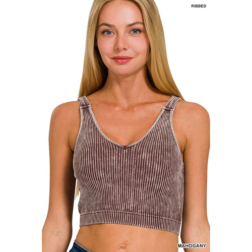 Washed Ribbed Bra Padded + Tank Top