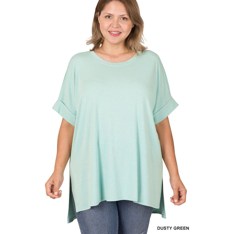 Basic + Rolled Sleeve Curvy Top