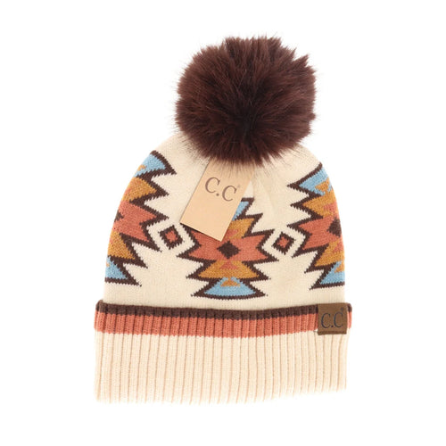 C.C Beanie Southwestern Beanie w/Pom