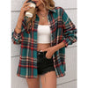 Casual Loose Retro Checkered Shirt: Green