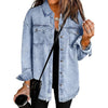 Hairy Denim Casual Loose Jacket : Blue