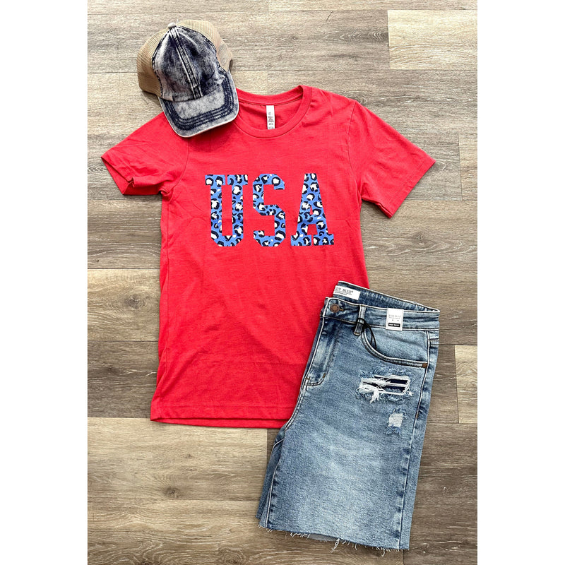 USA {Red Leopard Tee}
