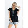 Living Life + Waffle Knit Top - Black
