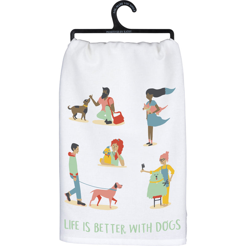 Life is Better : DOGS : Dish Towel