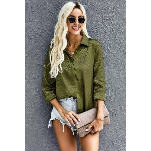 Silky 'GREEN' Leopard Top