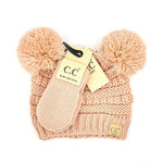 BABY // C.C Solid Pom Set with Mitten Gloves