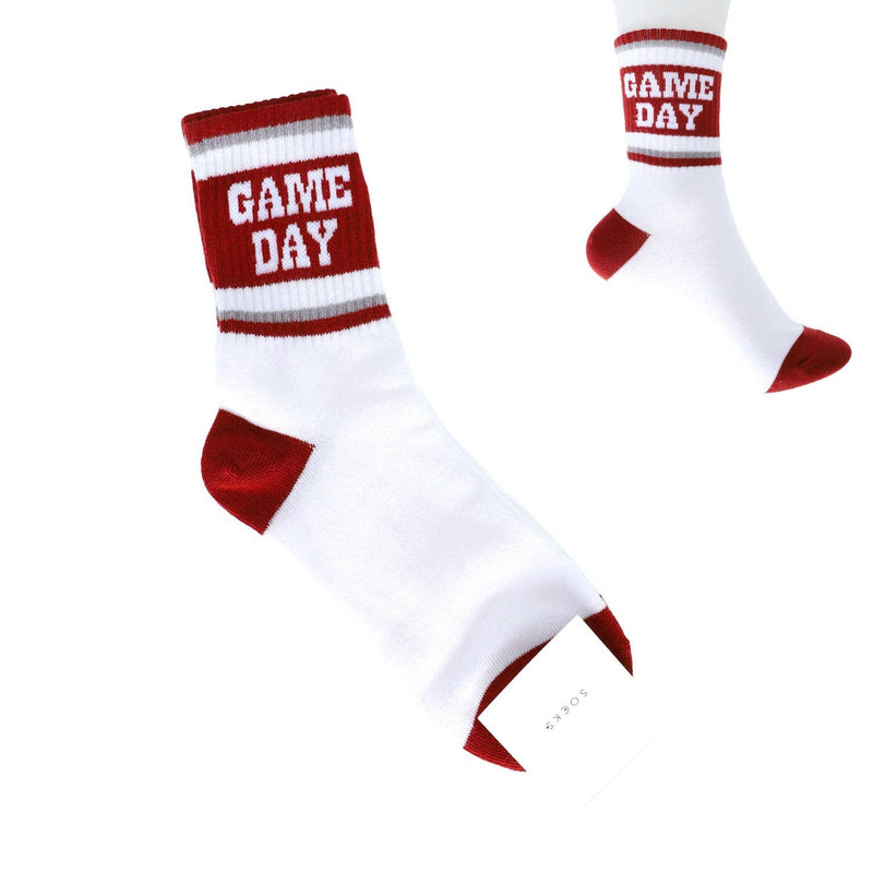"Game Day" Stripe Cotton Knit Crew Socks