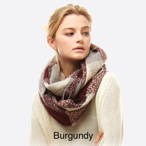 burgundy plaid infinity scarf