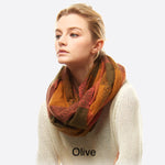 olive plaid infinity scarf