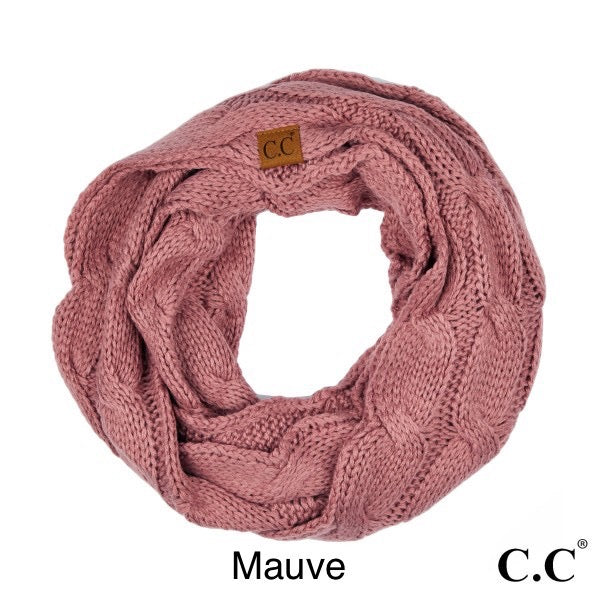 Mauve c.c knit infinity scarf