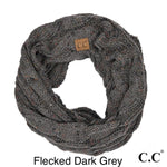 flecked dark grey c.c knit infinity scarf