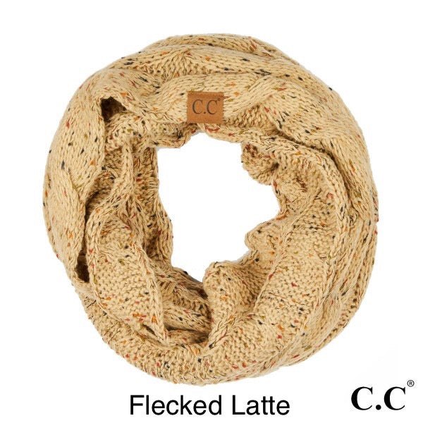 flecked latte c.c knit infinity scarf