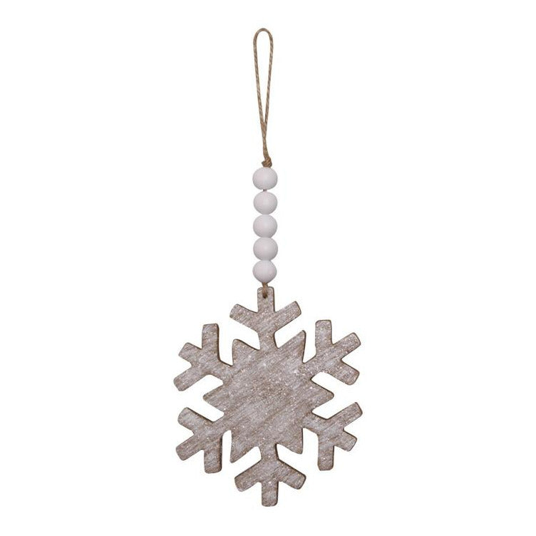 Wood Snowflake|||| Beaded Ornie