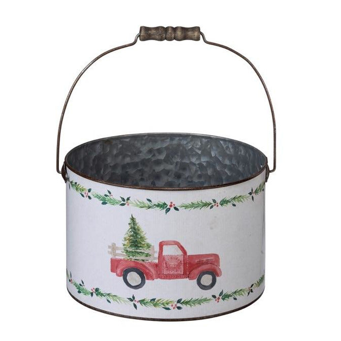 {Christmas Truck} Tin Bucket