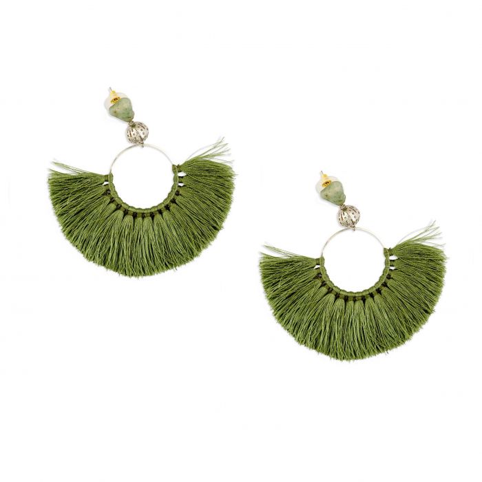 Green Tassle {MYRA} Earrings